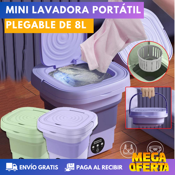 Mini lavadora portátil 8L - 3 niveles de vibración con cesta de lavado - compacta y ligera💦🧺