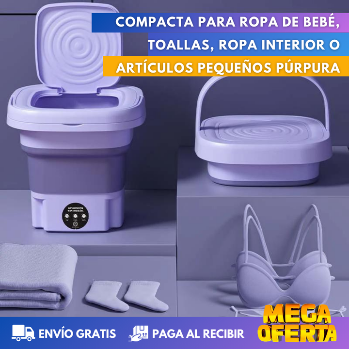 Mini lavadora portátil 8L - 3 niveles de vibración con cesta de lavado - compacta y ligera💦🧺